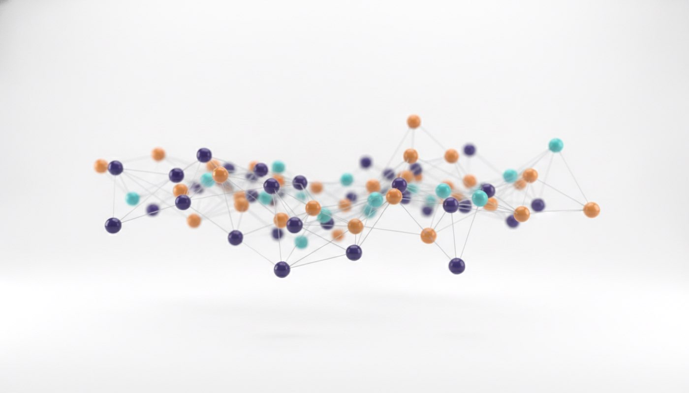 Connected spheres representing blockchain networks and their confirmation times