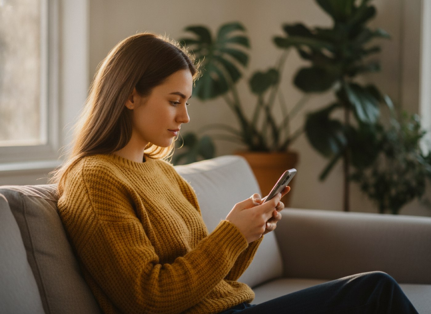 A woman starting an instant crypto exchange from her phone at home